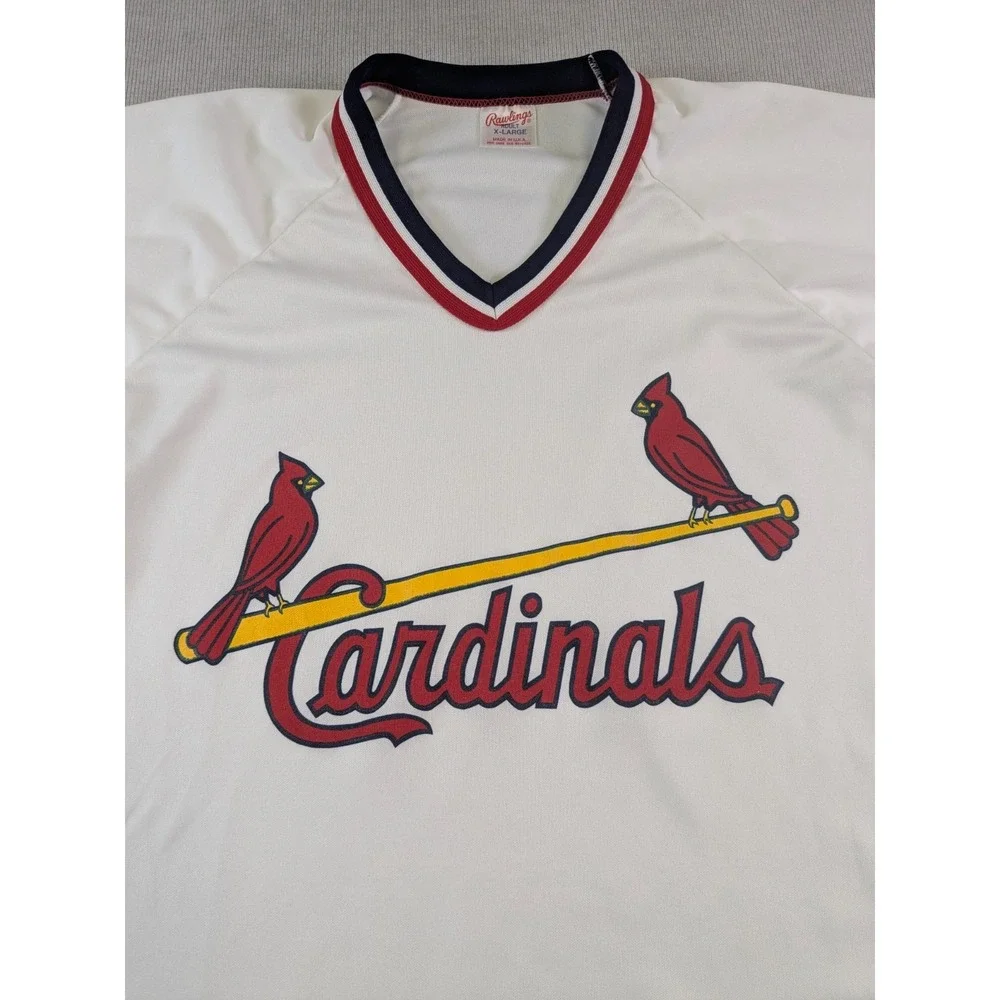 Vintage St Louis Cardinals Jersey Mens XL White Rawlings Retro 80s MLB Baseball